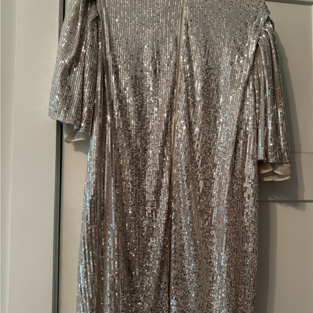 English Factory Silver Sequin Top
